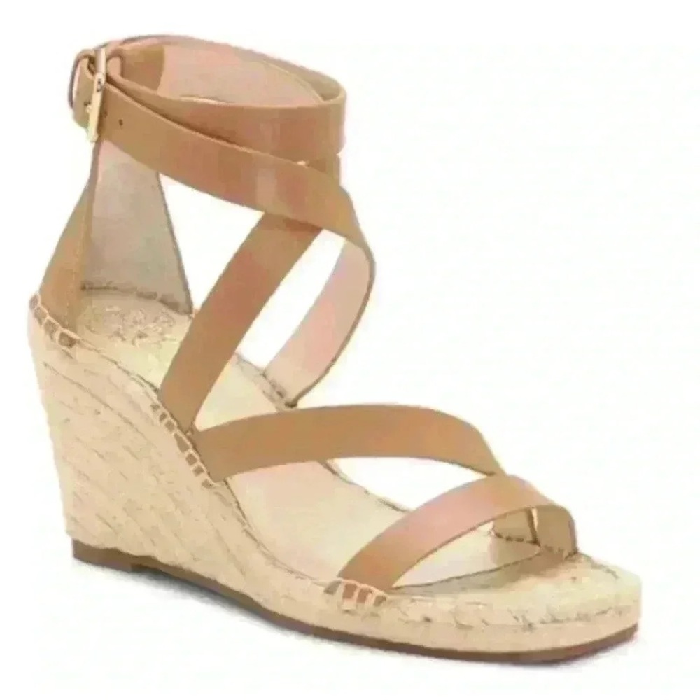 Vince Camuto Mesteria Espadrille
Tan Leather‎ Strap Casual
 Wedge Sandals Sz 9.5